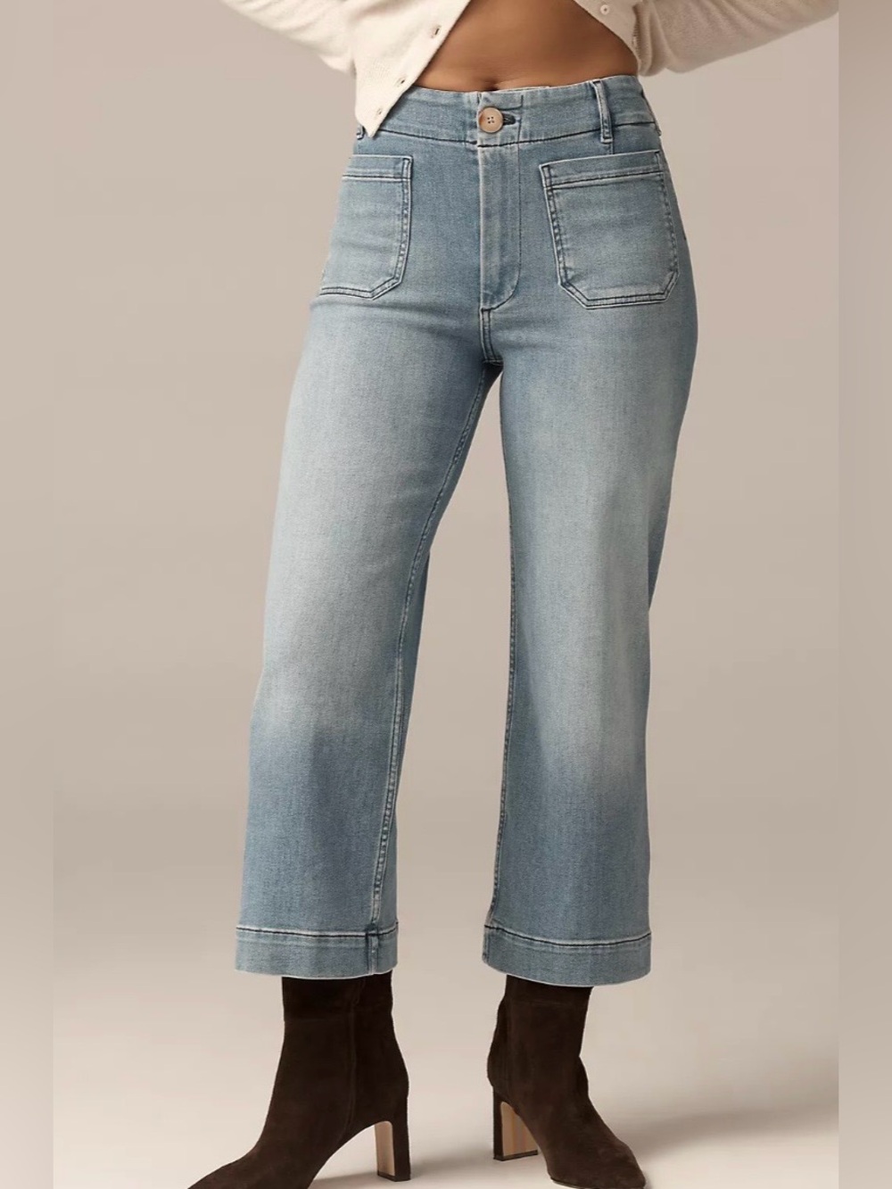 Anthropologie Maeve The Colette Crop Wide Leg Jeans Light Wash 27P - Picture 2 of 6